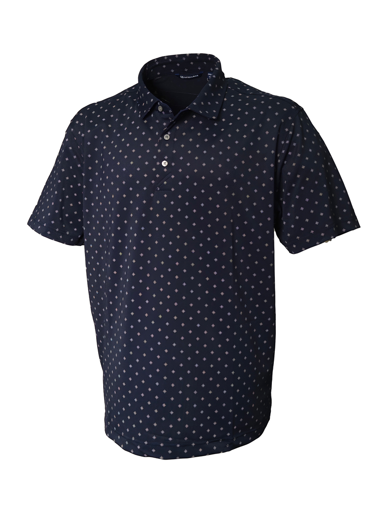 Navy Small Print Polo - High and Mighty Menswear