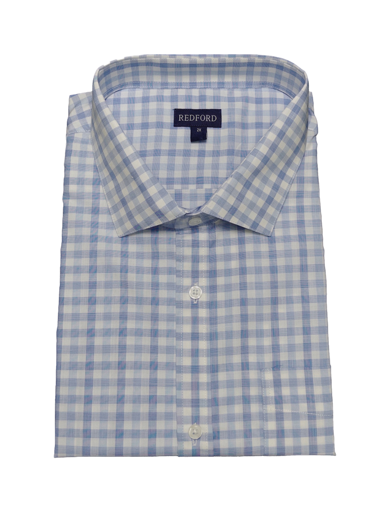 Blue Gingham Short Sleeve Shirt - High and Mighty Menswear