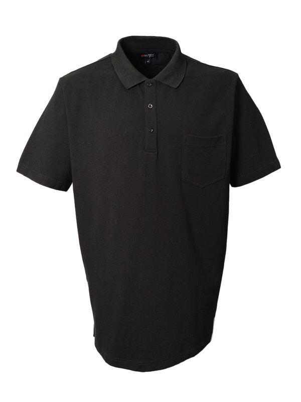 Black Cotton Pique Pocket Polo