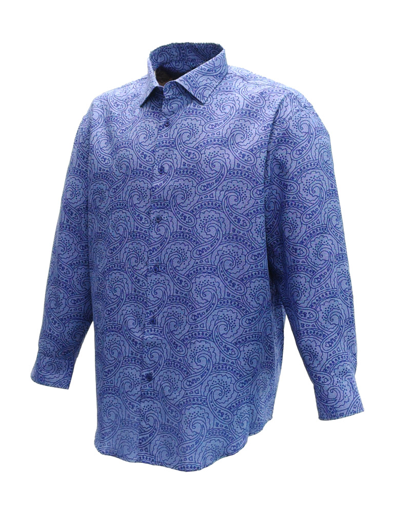 Blue Paisley Long Sleeve Shirt - High and Mighty Menswear