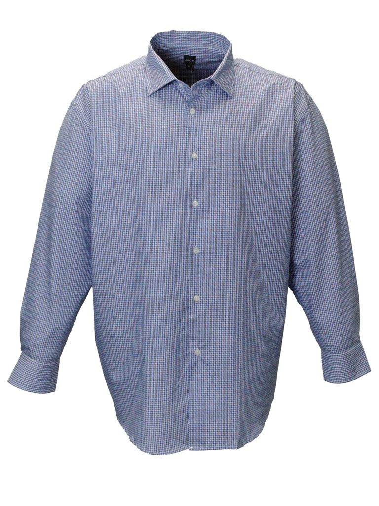 Blue Toned Overcheck Long Sleeve Shirt - High and Mighty Menswear