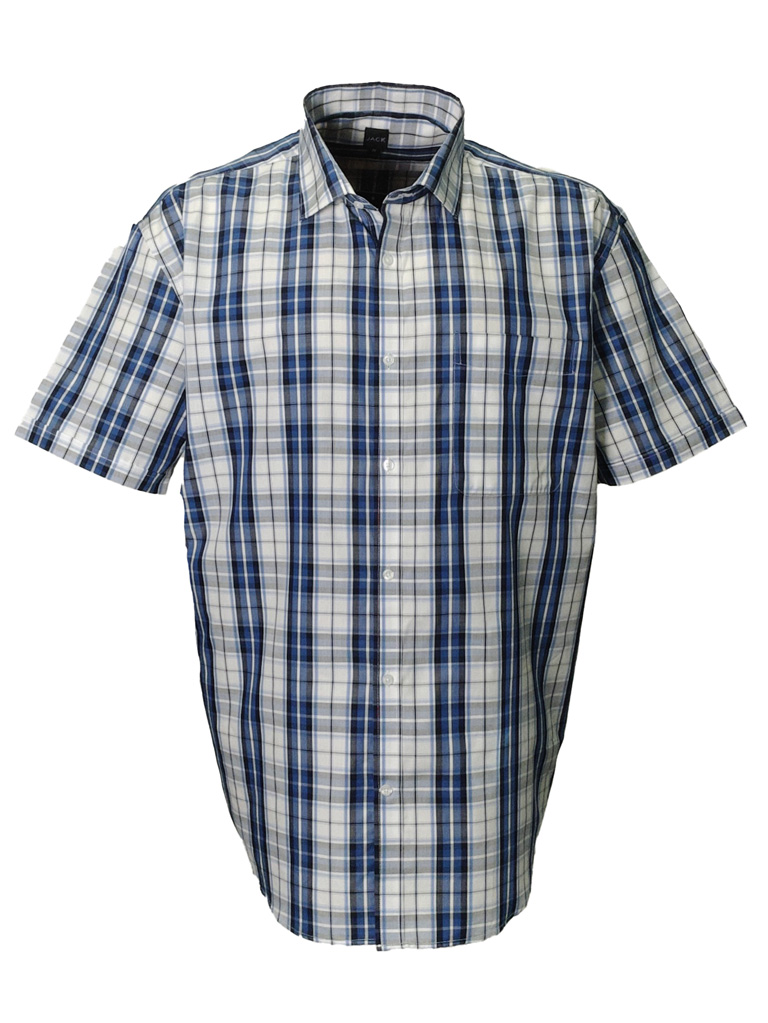 Indigo Check Short Sleeve Shirt - High and Mighty Menswear