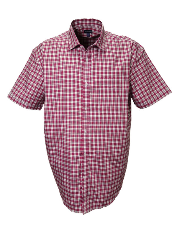 Berry Toned Check Short Sleeve Shirt 1601 - High and Mighty Menswear
