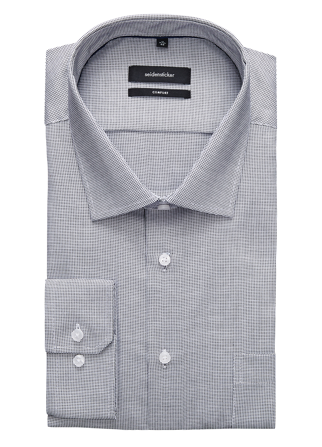 Navy Micro Neat Business Shirt - High and Mighty Menswear
