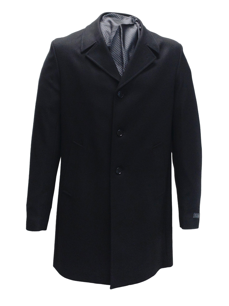 Single Breasted Black Overcoat - High and Mighty Menswear